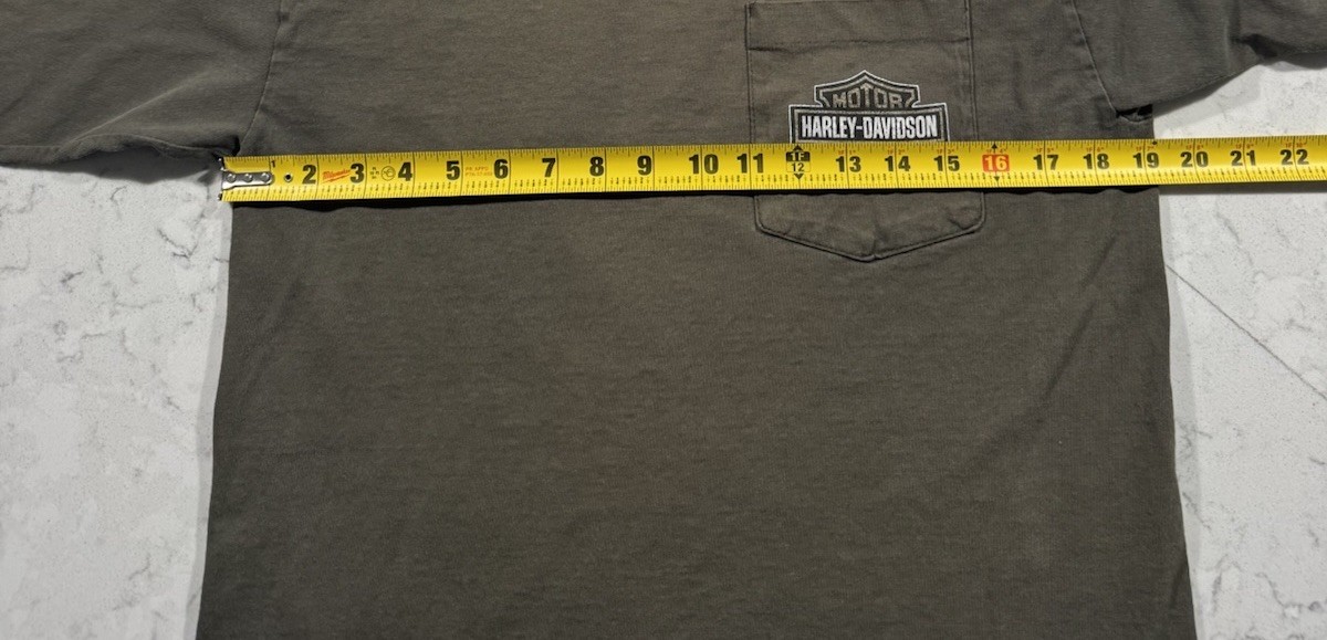 VTG Harley Davidson T-Shirt Mens Medium Green Long Sleeve ATX Central Texas USA