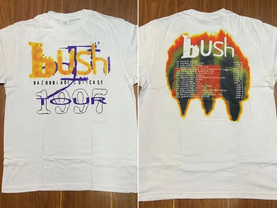 Bush &lsquo;Razorblade Suitcase&rsquo; Tour 1997 T-Shirt, Bush Band 1997 Double Sided T-Shir