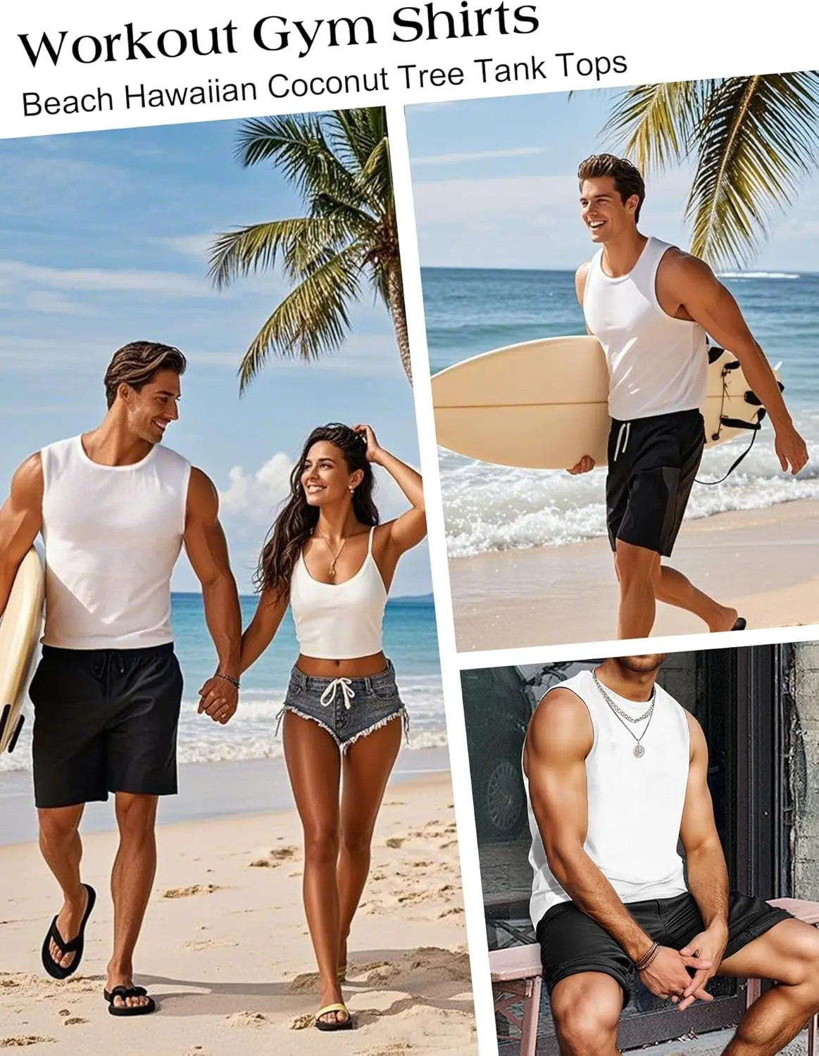 Men&rsquo;s Tank Tops Sleeveless Quick Dry Polyester Solid Color Summer Beach Sports