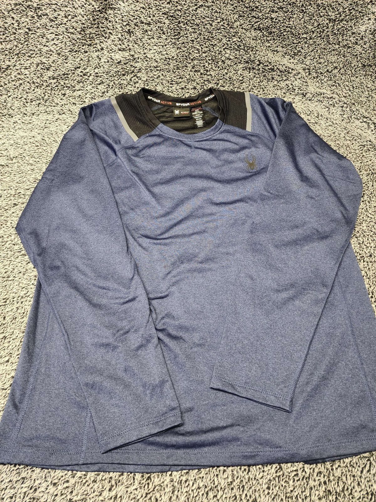 SPYDER ACTIVE Mens Medium Shirt Pro Web Workout Performance Long Sleeve Blue