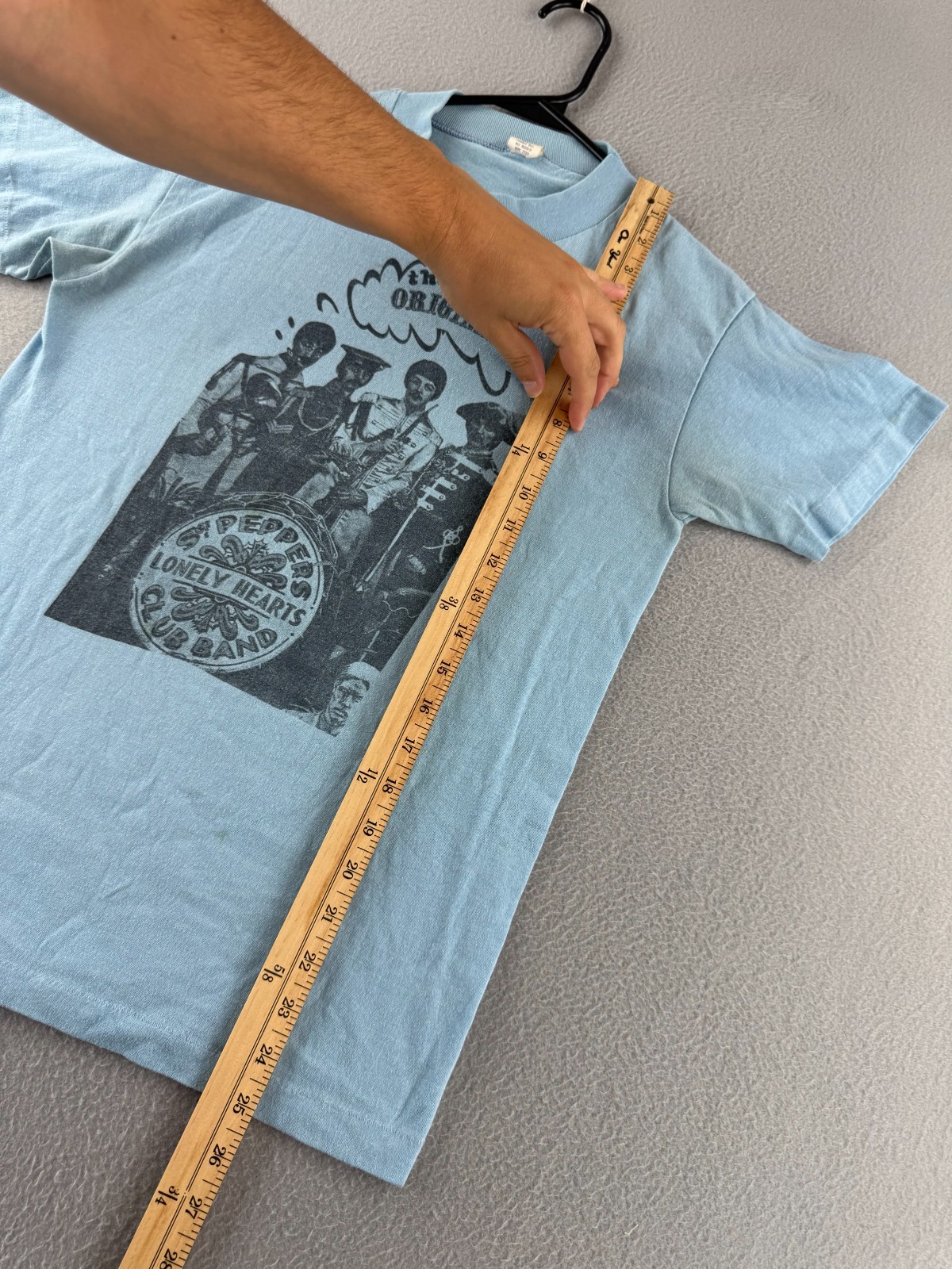 Vintage 70s Beatles T Shirt Mens Medium (Fits Small) Blue Paper Thin Band Tee