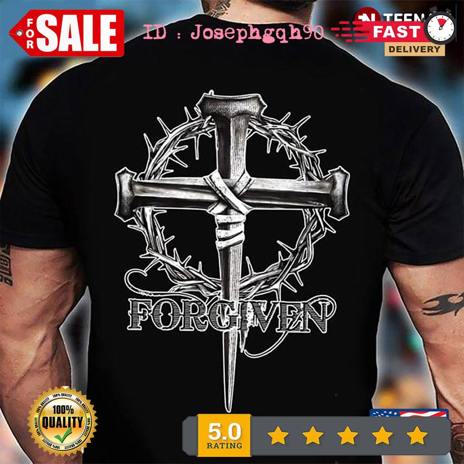 2025/Forgiven Jesus Cross Gifts For Christian Shirt S-5XL