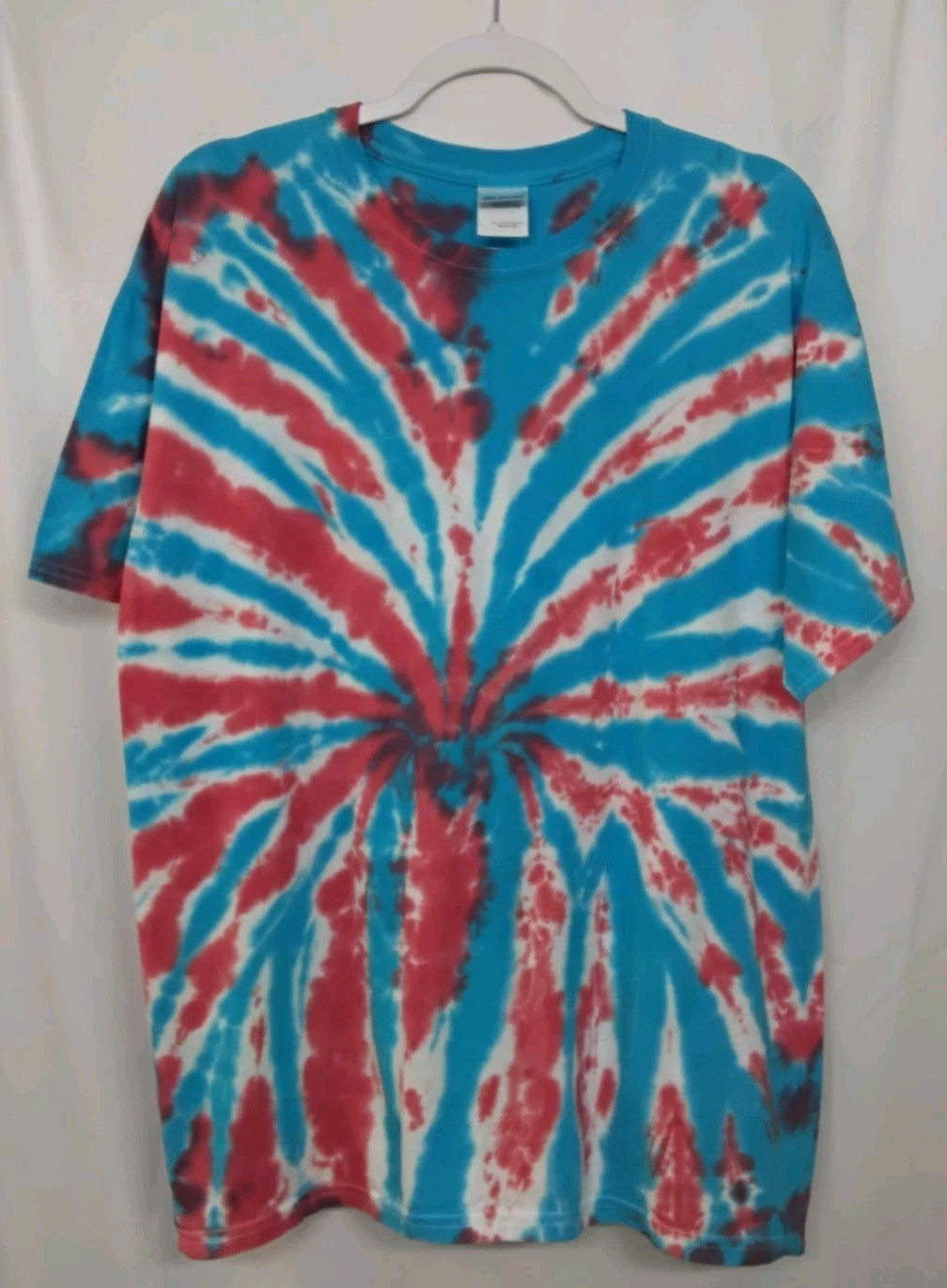 New Tie Dye Men&rsquo;s T-Shirt Blue Red Adult Large Multicolor Summer Spider
