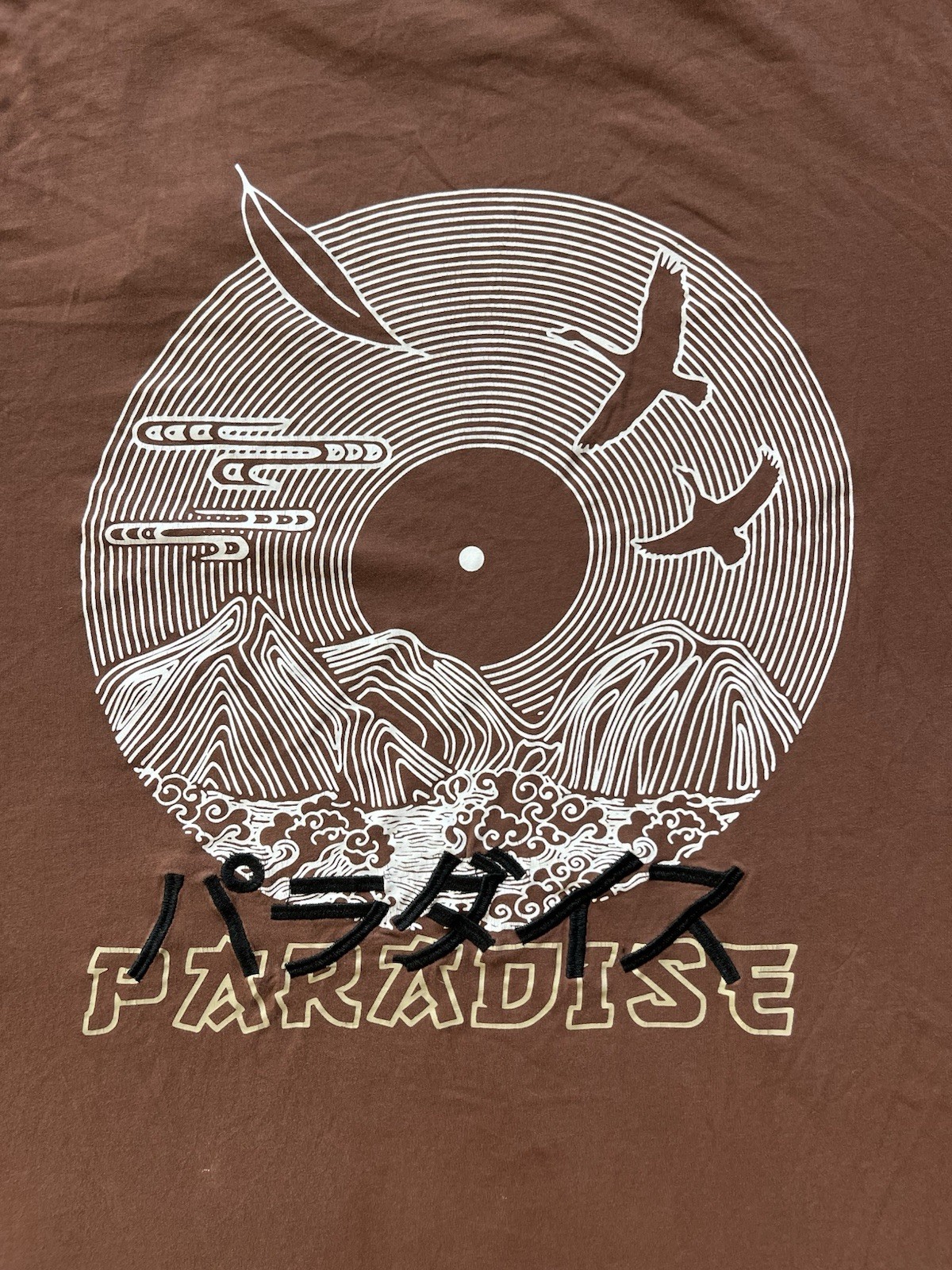Public Record Knitwear Paradise And Crane Embroidered Brown 2xl Japanes Print