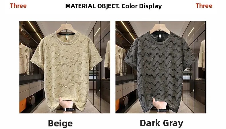 Men Luxury Fashion Trendy Diamond Ripped Hole Casual Summer Streetwear T-Shirt
