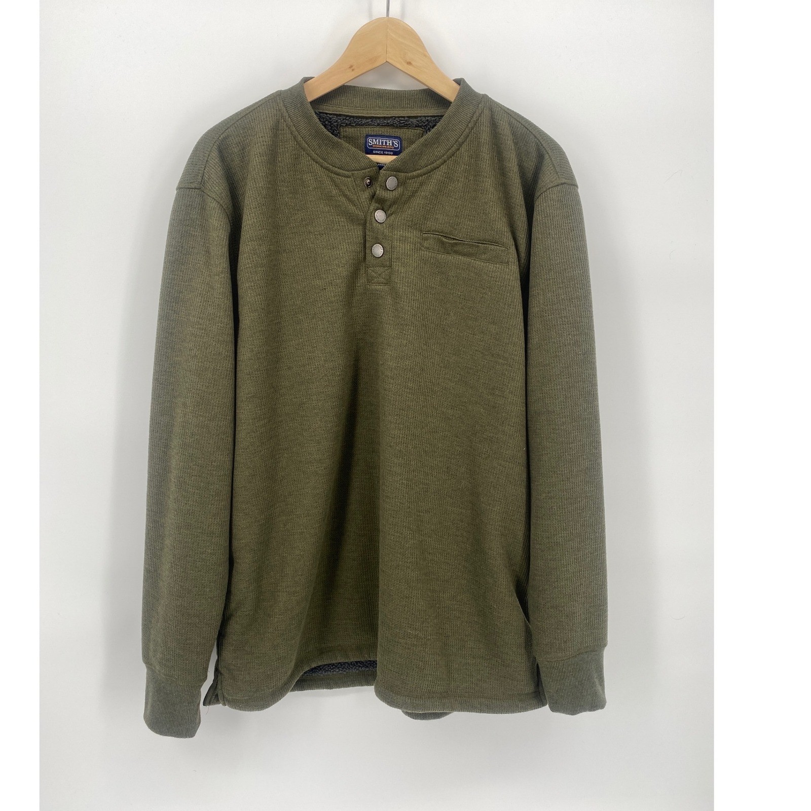 Smith&rsquo;s Workwear Henley Mens Large Olive Green Excellent Sherpa Lined Thermal