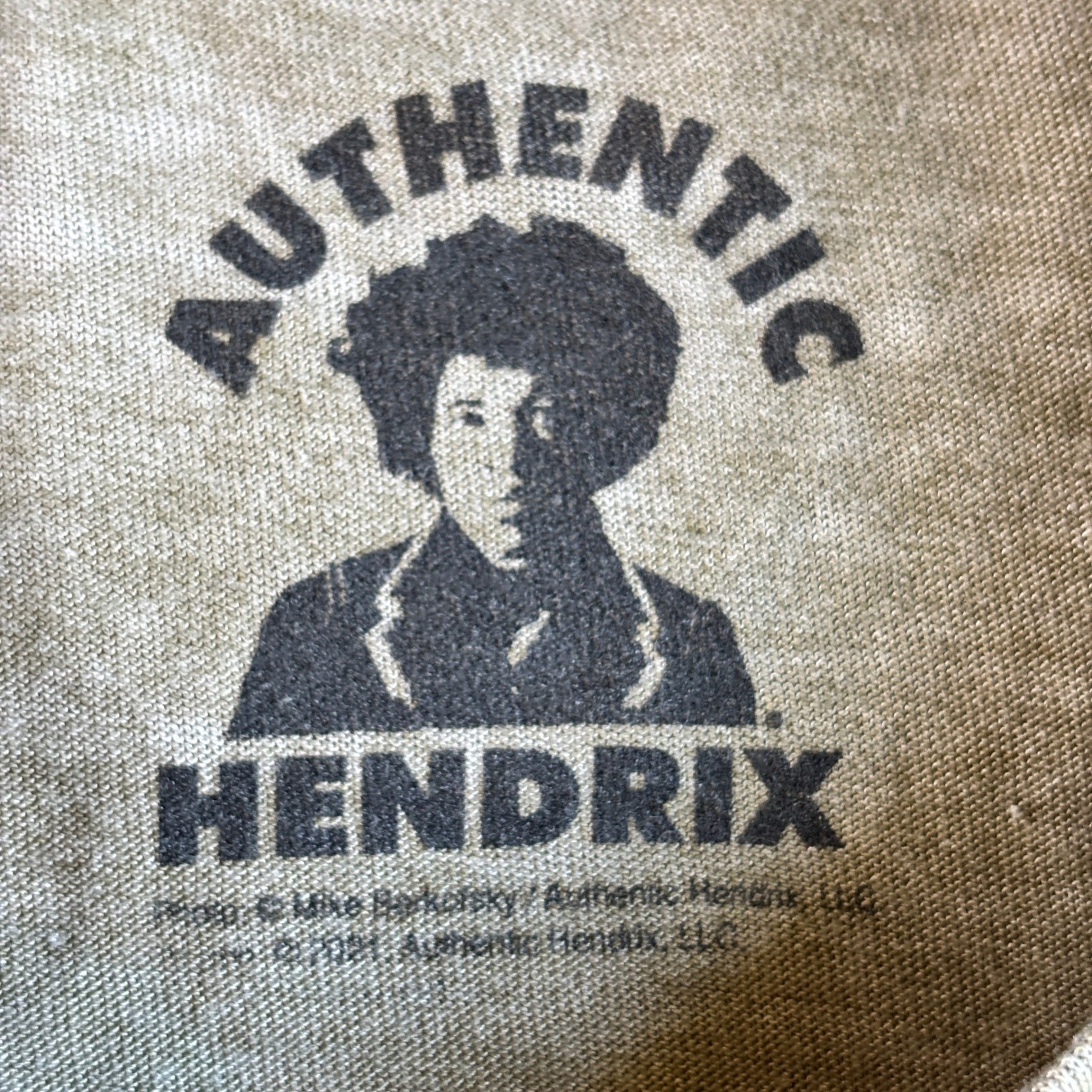 Authentic Hendrix Jimi Hendrix Graphic Tee Heather Olive Green Mens Medium M