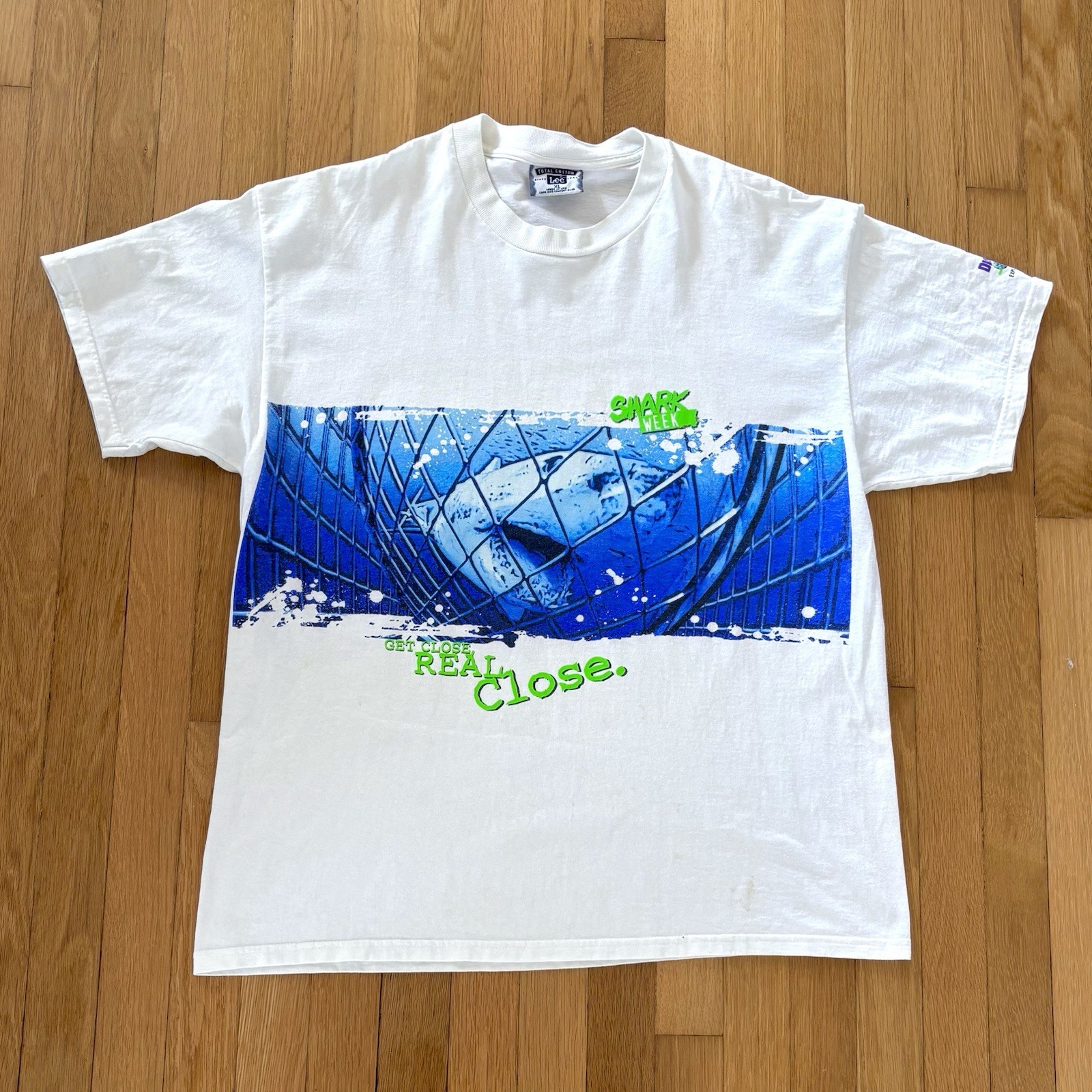 Shark Week Vintage 90s Lee Graphic Wrap Tee Mens XL Made In USA Rare