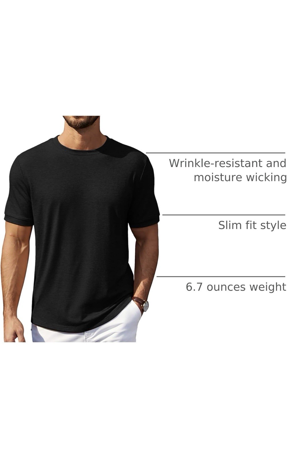 Men&rsquo;s T-Shirt Short Sleeve Casual Solid Color Crew Neck Slim T-Shirt 100% Cotton