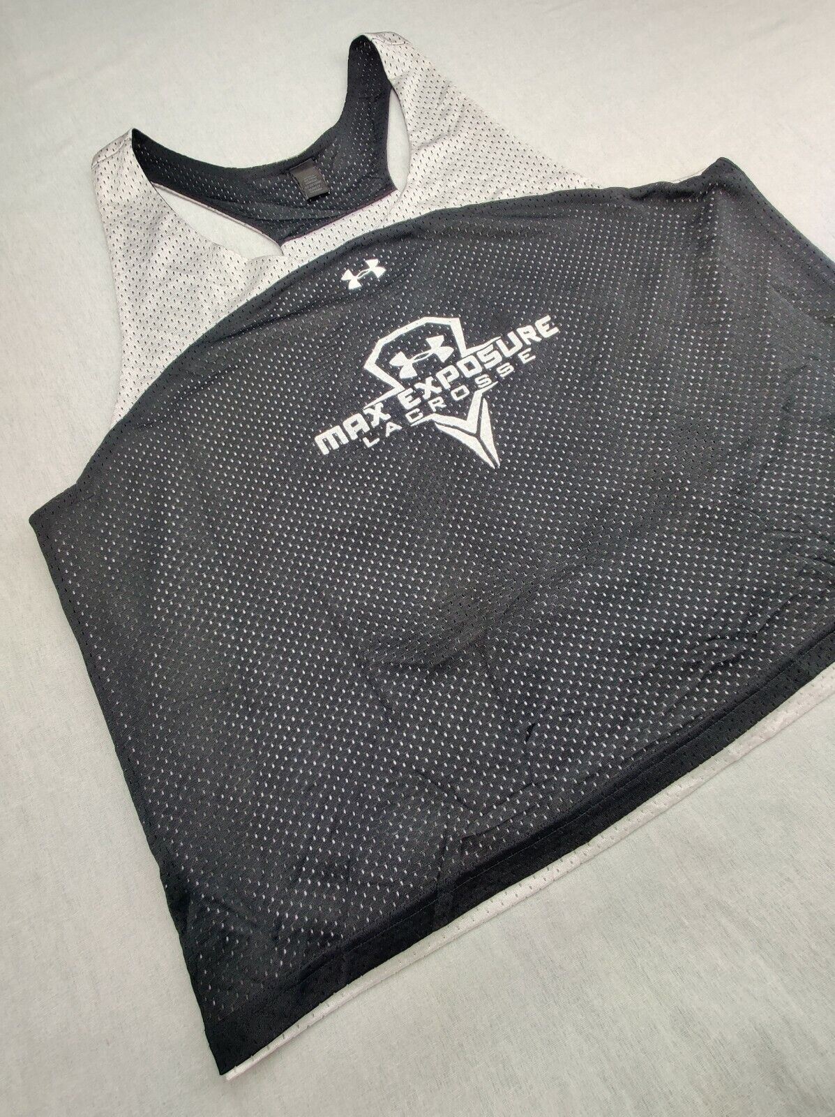 Under Armour Unisex S Max Exposure Lacrosse #34 BlackWhite Mesh Jersey Tank Top