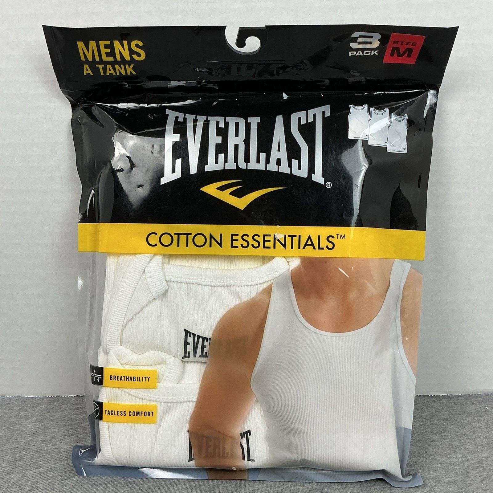 Everlast Men’s 3-Pack White Tank Tops Undershirts Size Medium 38–40