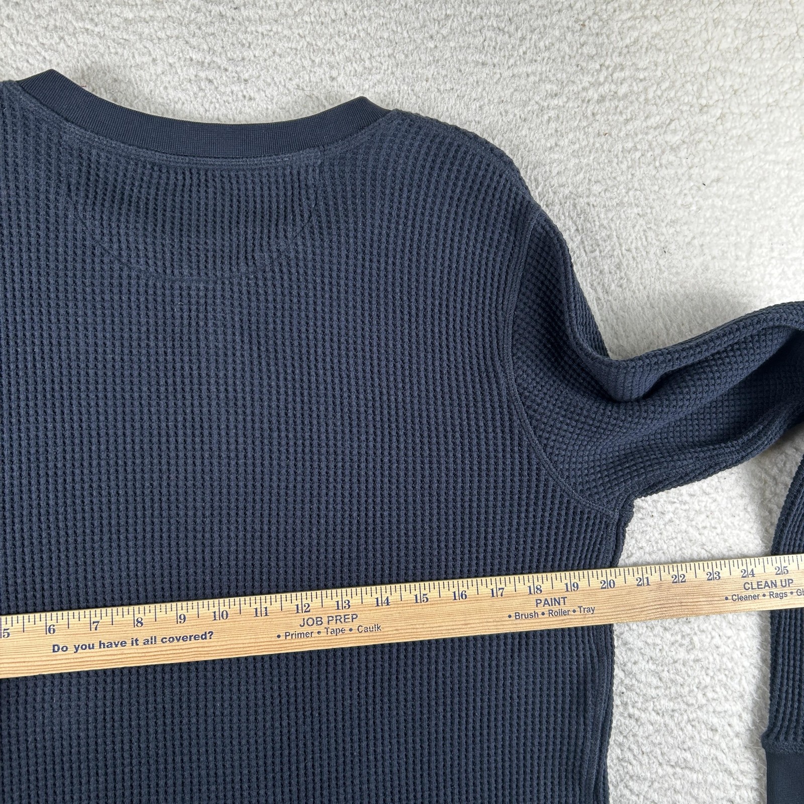 Flint And Tinder Shirt Mens Large Waffle Thermal Henley Long Sleeve Navy Blue