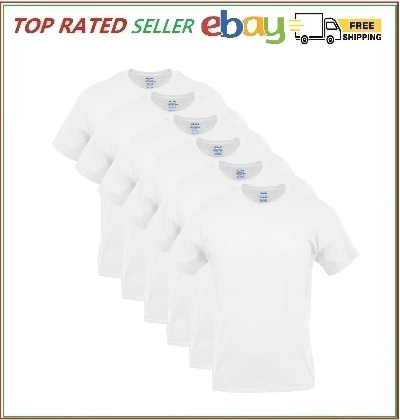 Gildan Men&rsquo;s Crew T-shirts, Multipack, Style G1100, White 6-Pack ( Select Size)