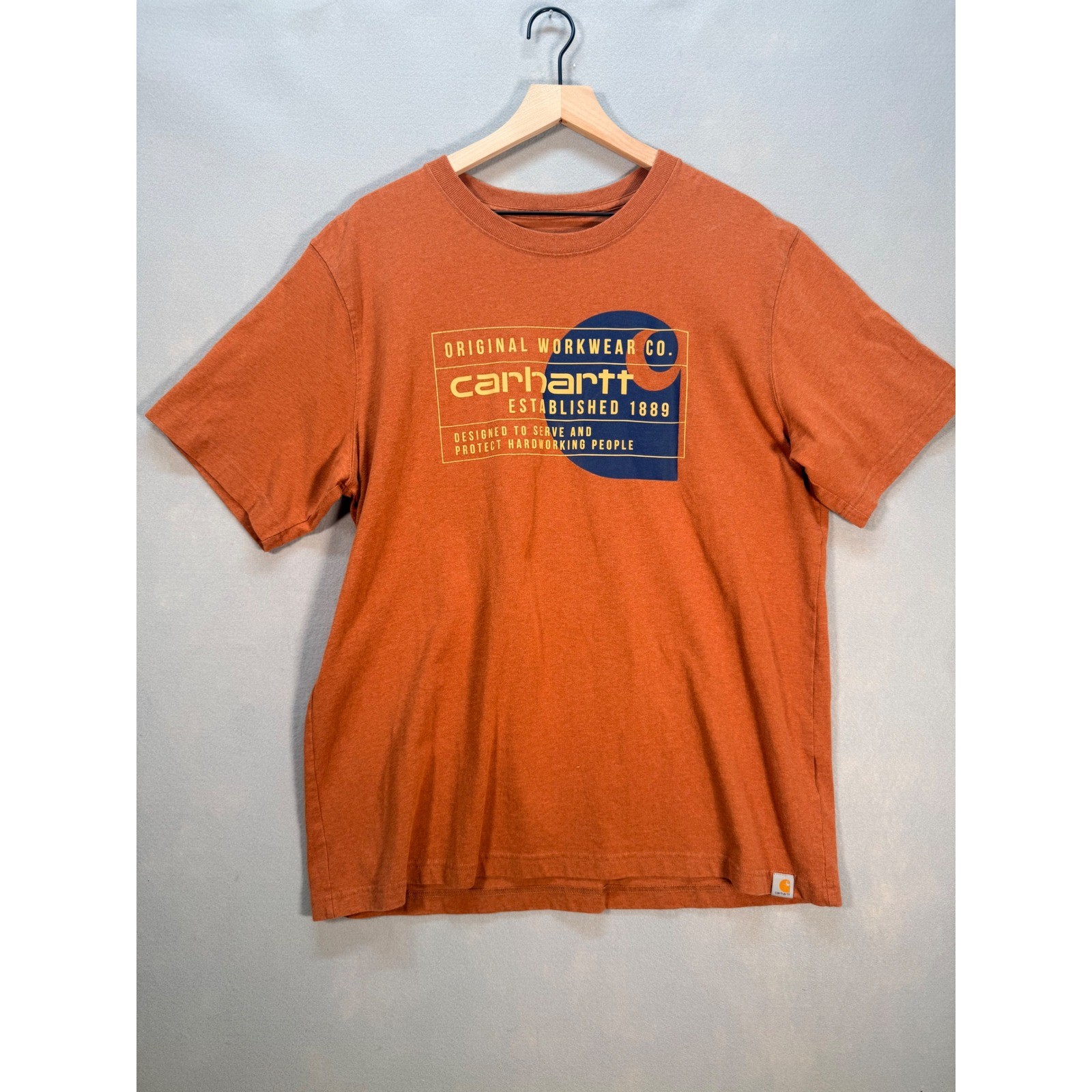 Carhartt Mens Relaxed Fit Graphic T-Shirt Burnt Orange Short Sleeve Large