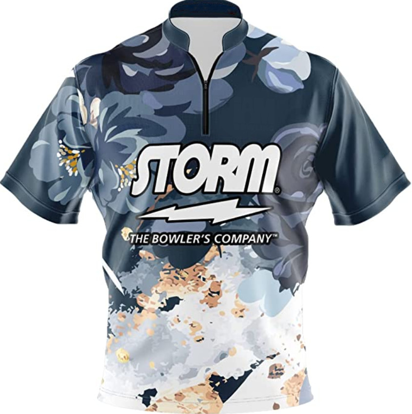 Storm Flowers On The Rock Quick Zip Bowlling Jersey Size S-5XL