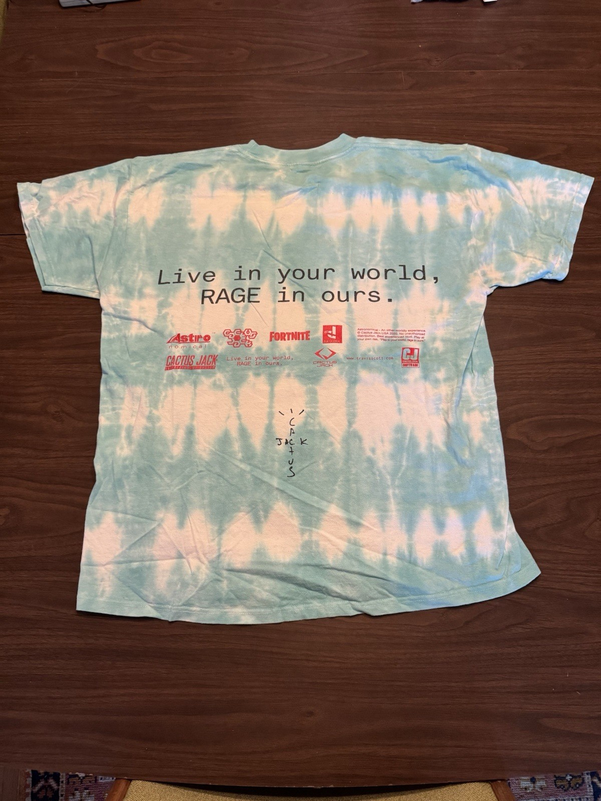 Travis Scott Fortnite Cactus Jack Smiley Face Earth Shirt Large Tie Dye