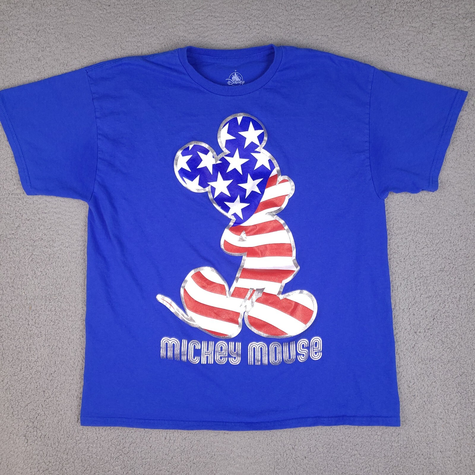 Disney T-Shirt Adult XL Blue Mickey Mouse American Flag USA