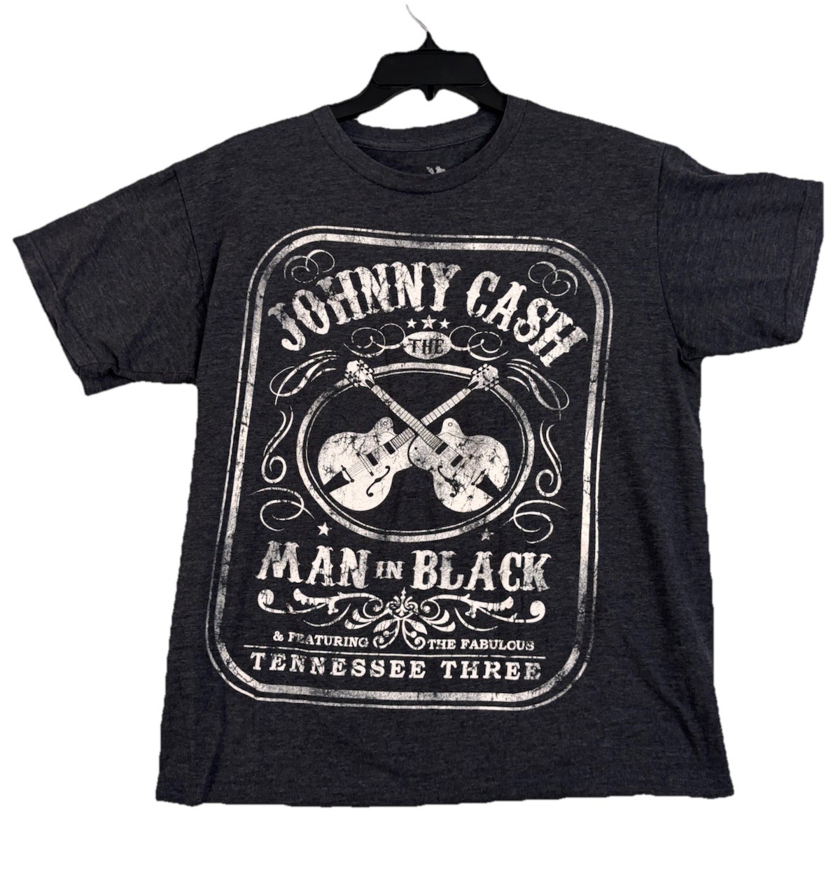 Johnny Cash Man In Black T Shirt Medium Gray Graphic Country Music Tee