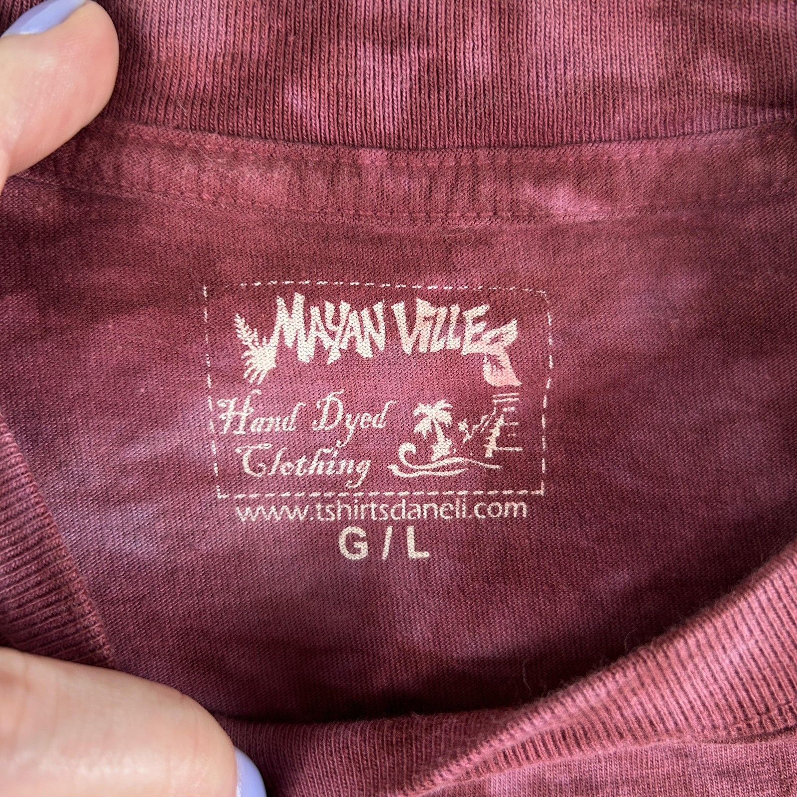 Mayan Ville Shirt Mens Large Purple Chichen Itza Tulum Mexico Hand Dyed Tee