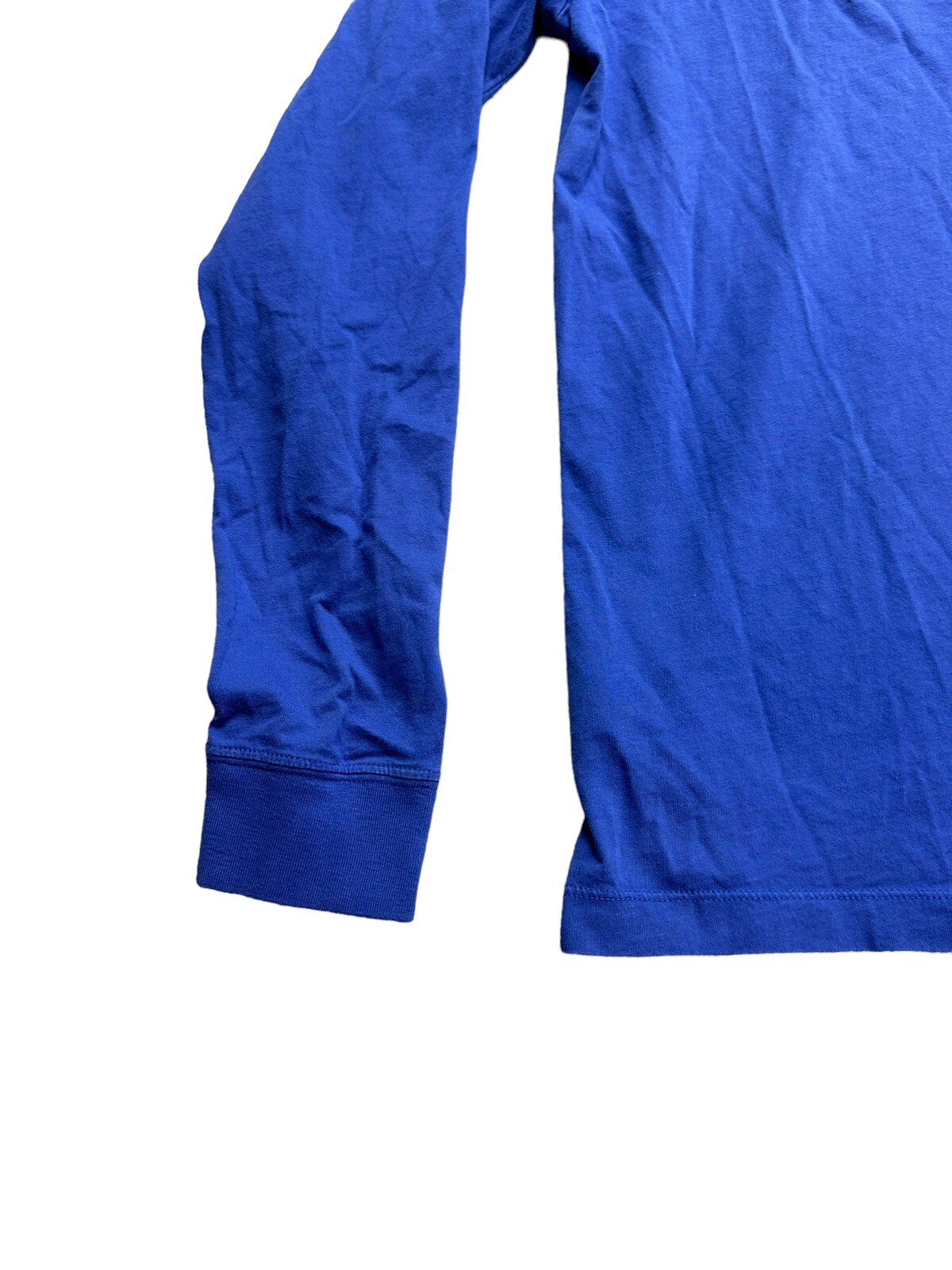 The Nike Tee Long Sleeve Just Do It 2 Sided Logo Ribbed Cuffs SMALL Royal Blue