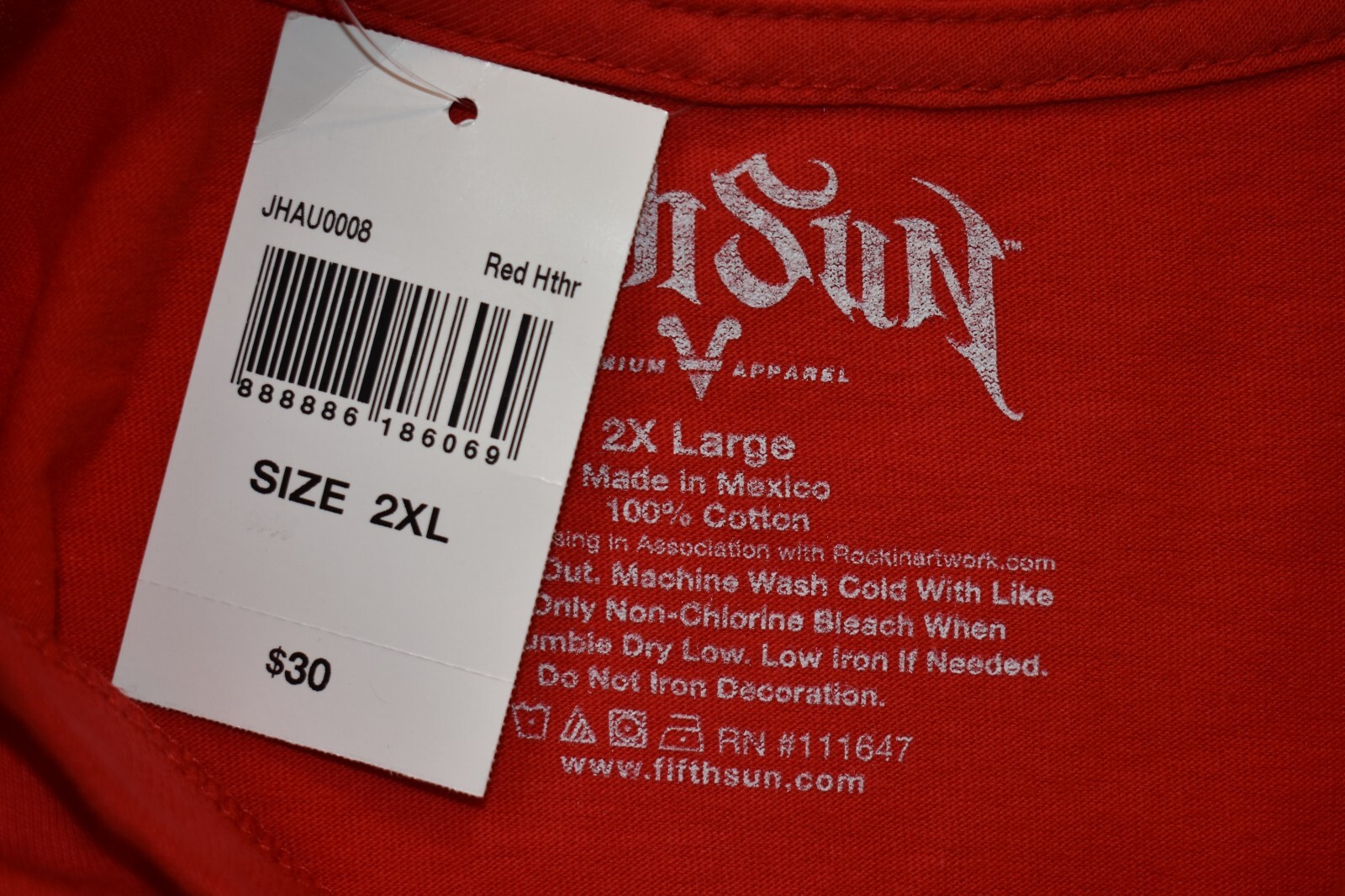 Fifth Sun Mens Jimi Hendrix American Flag Graphic Red Shirt NWT 2XL