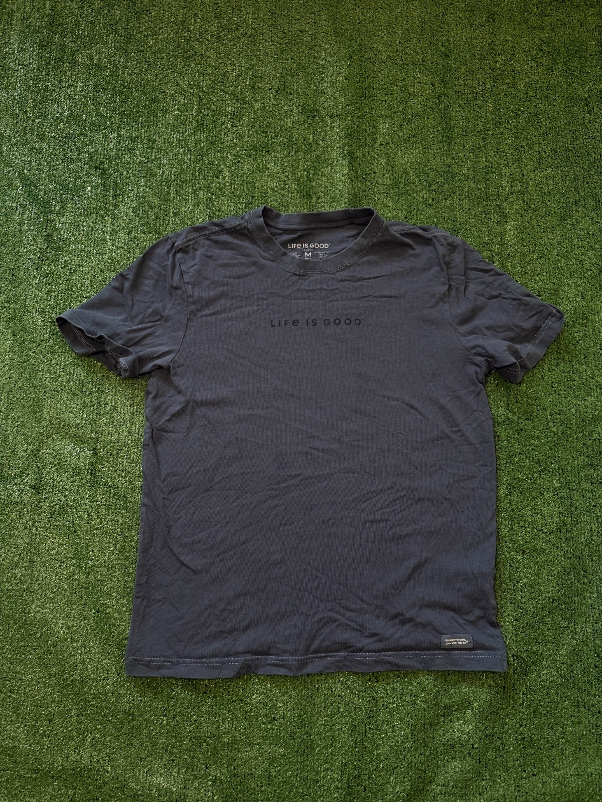 Life is Good T-Shirt Adult Size Medium Dark Blue Graphic Spellout Logo Tee