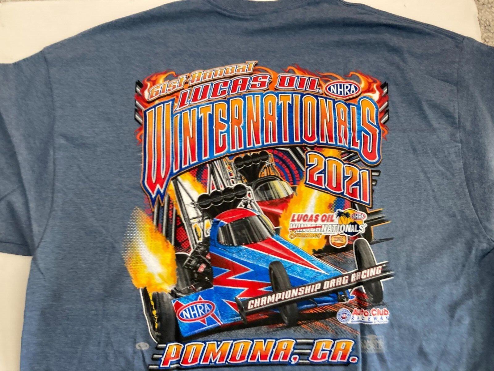 NHRA 2021 Lucas Oil Summer Nats Pomona (014) Cotton T-shirt. PLUS *FREE* HAT!