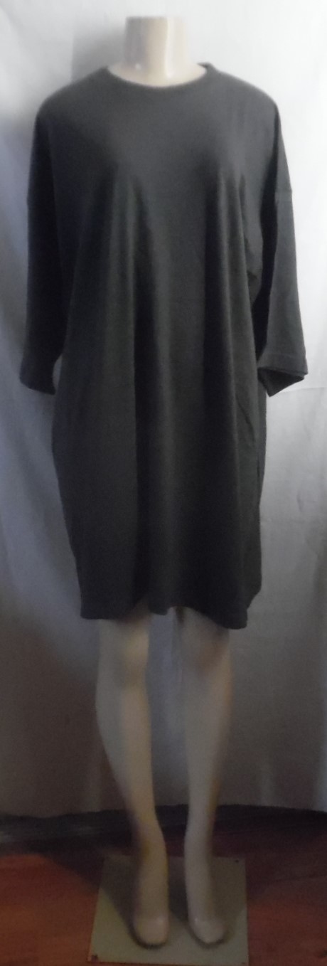 EXTRA LONG T-SHIRT SLEEP SHIRT SHORT GRAY CREW NECK COTTON T SHIRT M /L