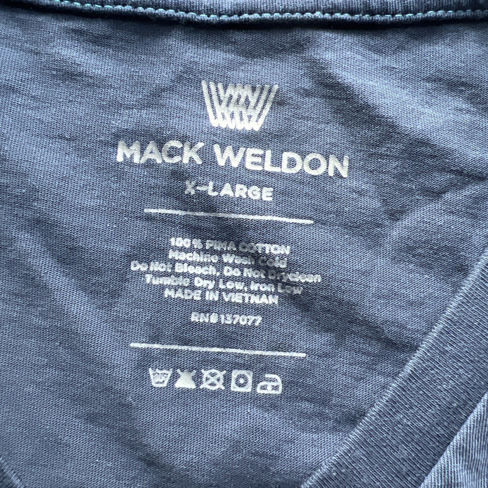 Mack Weldon T Shirt Men&rsquo;s XL Navy Pima Cotton V Neck Tee Casual Basic Stretch