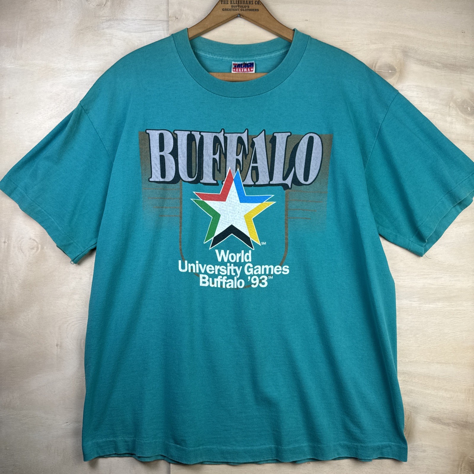 Vintage 1993 World University Games T-Shirt Buffalo New York Trench USA Sz XL