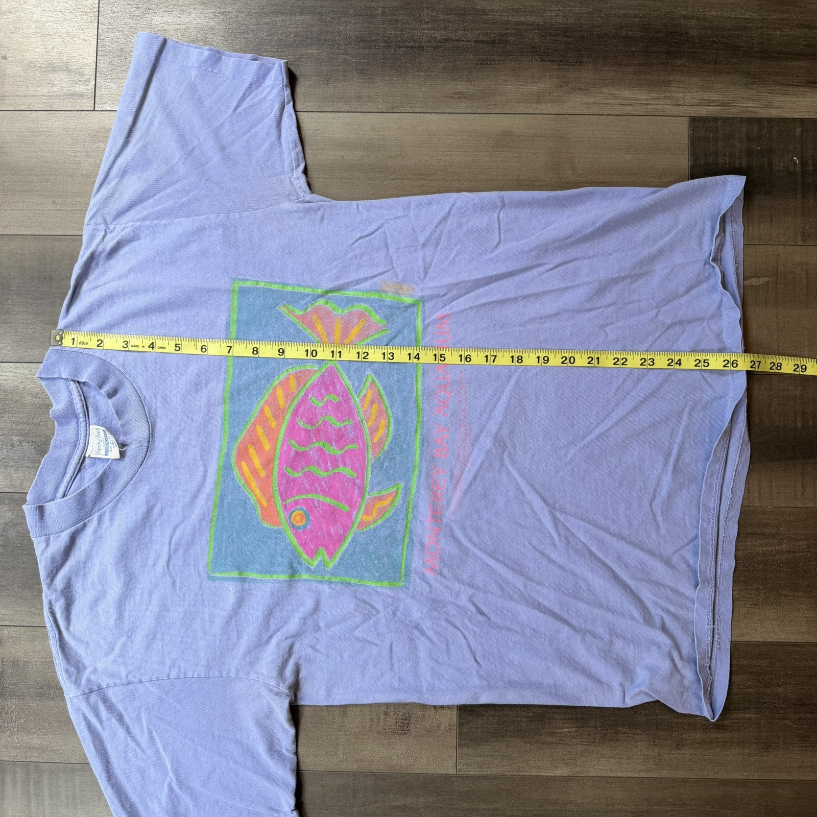 Vtg 80s Monterey Bay Aquarium Tropical Fish Purple Neon Retro Sealife Shirt Sz M