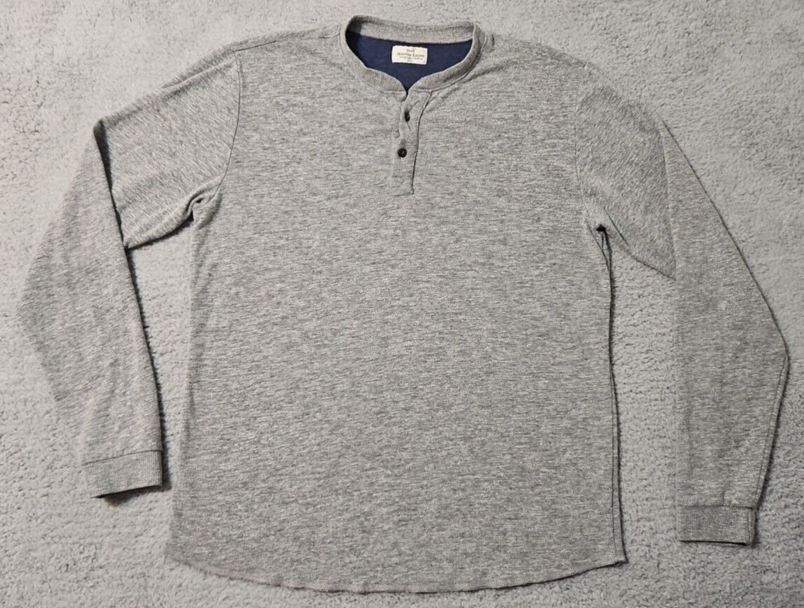 Marine Layer Gray Henley Shirt Men&rsquo;s Large Long Sleeve Lined Thick Poly Cotton