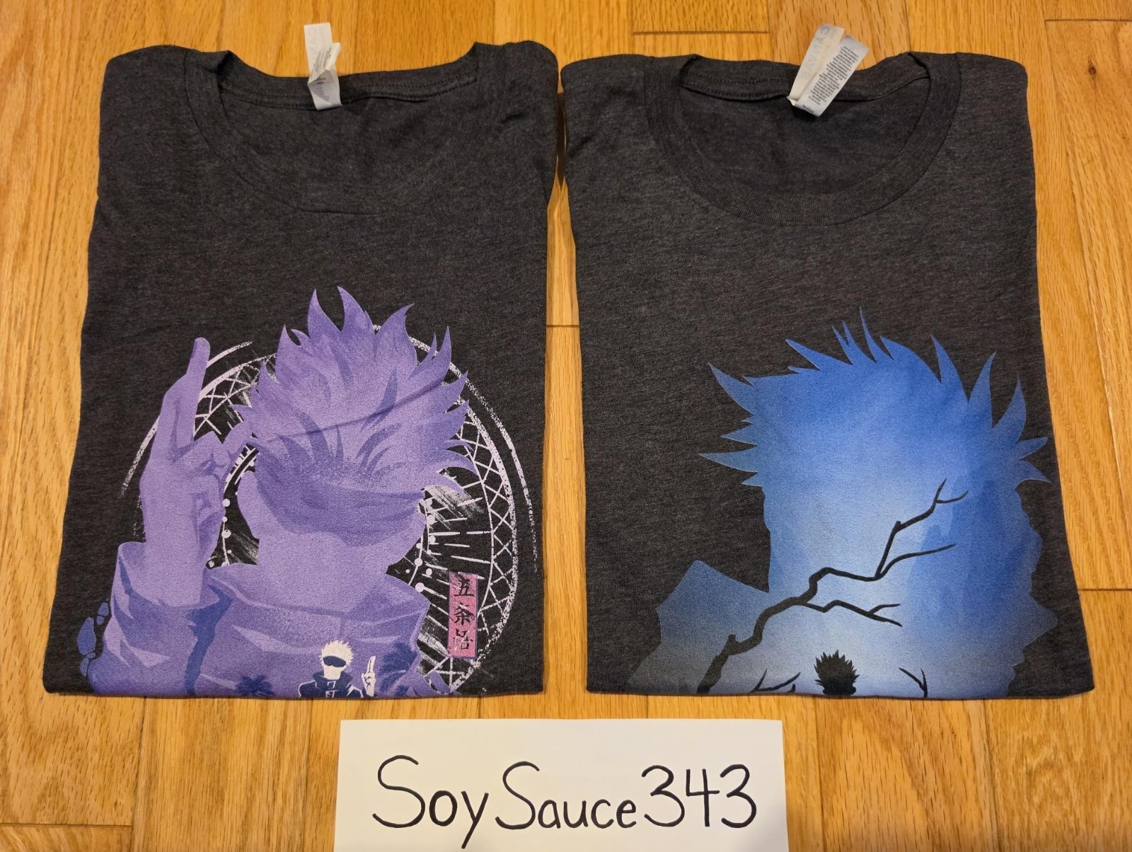 SET OF 2 TEEPUBLIC JUJUTSU KAISEN SATORU GOJO CHARCOAL HEATHER TEE SHIRT SIZE M