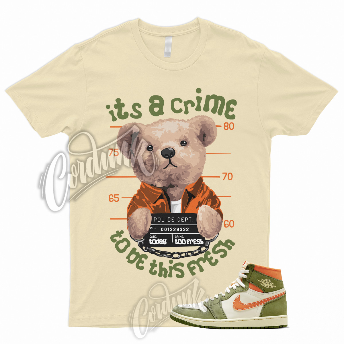 CRIME T Shirt for 1 High Celadon Sky J Light Olive Bright Mandarin Coconut Milk