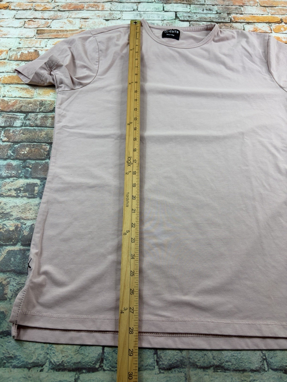 Cuts Clothing Split-Hem Shirt Mens L Crewneck Solid Casual Tee Top