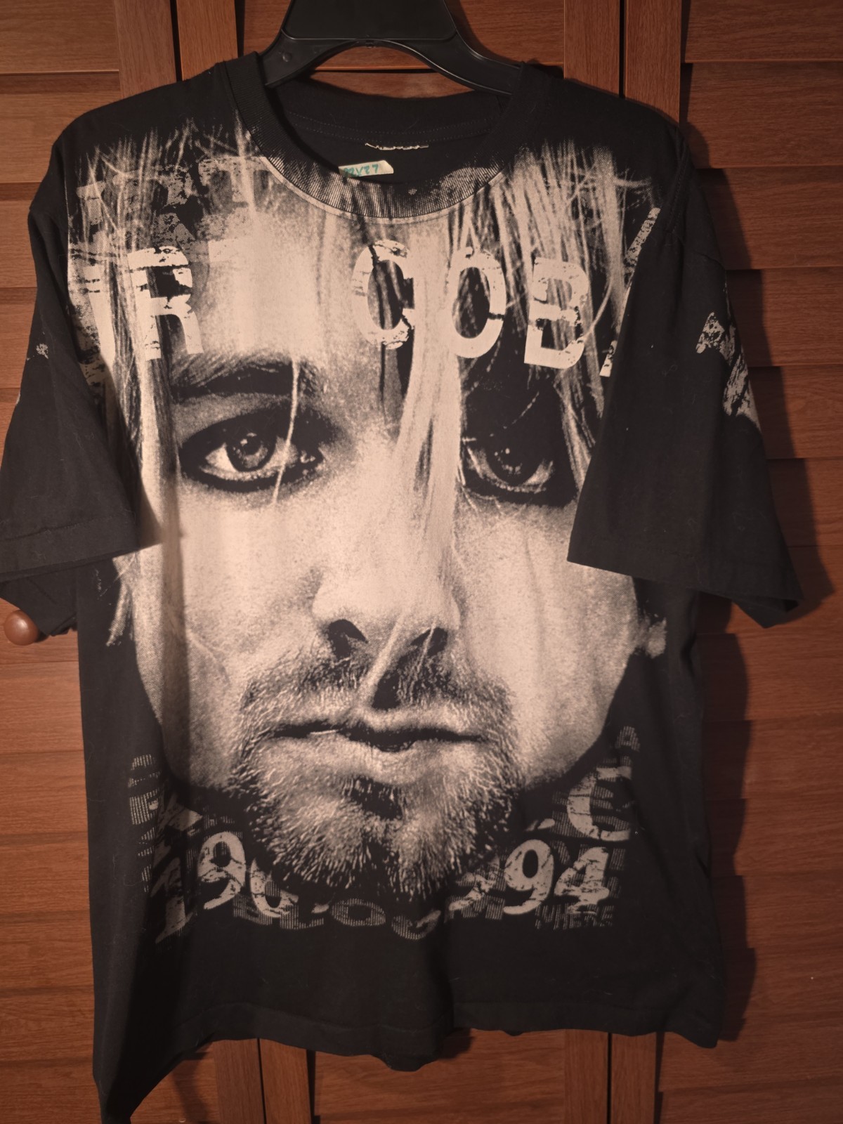 BOOTLEG 90s Kurt Cobain Nirvana All Over Print Memorial T-shirt Size XL