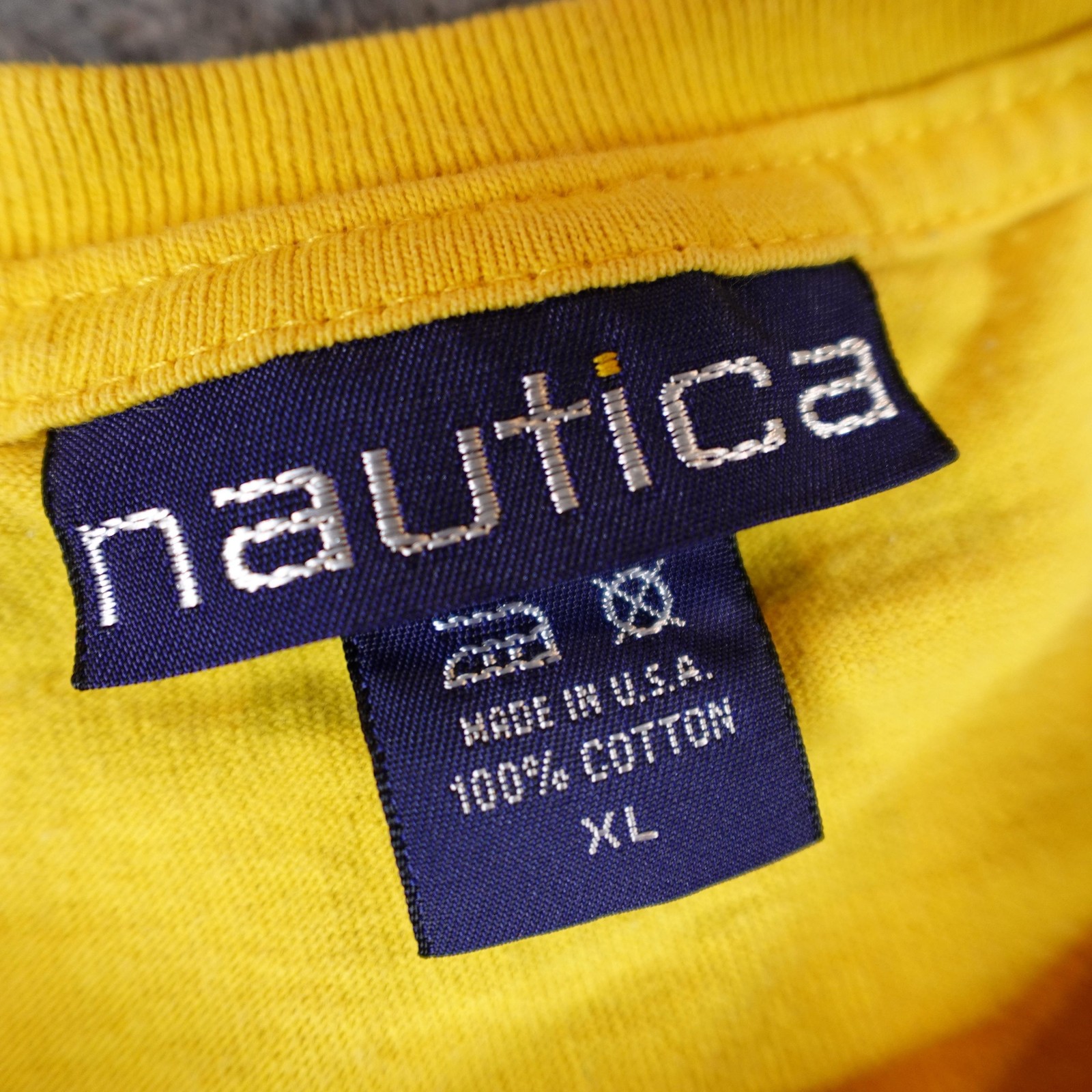 Vintage Nautica Shirt Mens XL Yellow Shark Week H2000 Graphic Tee Made USA Y2K