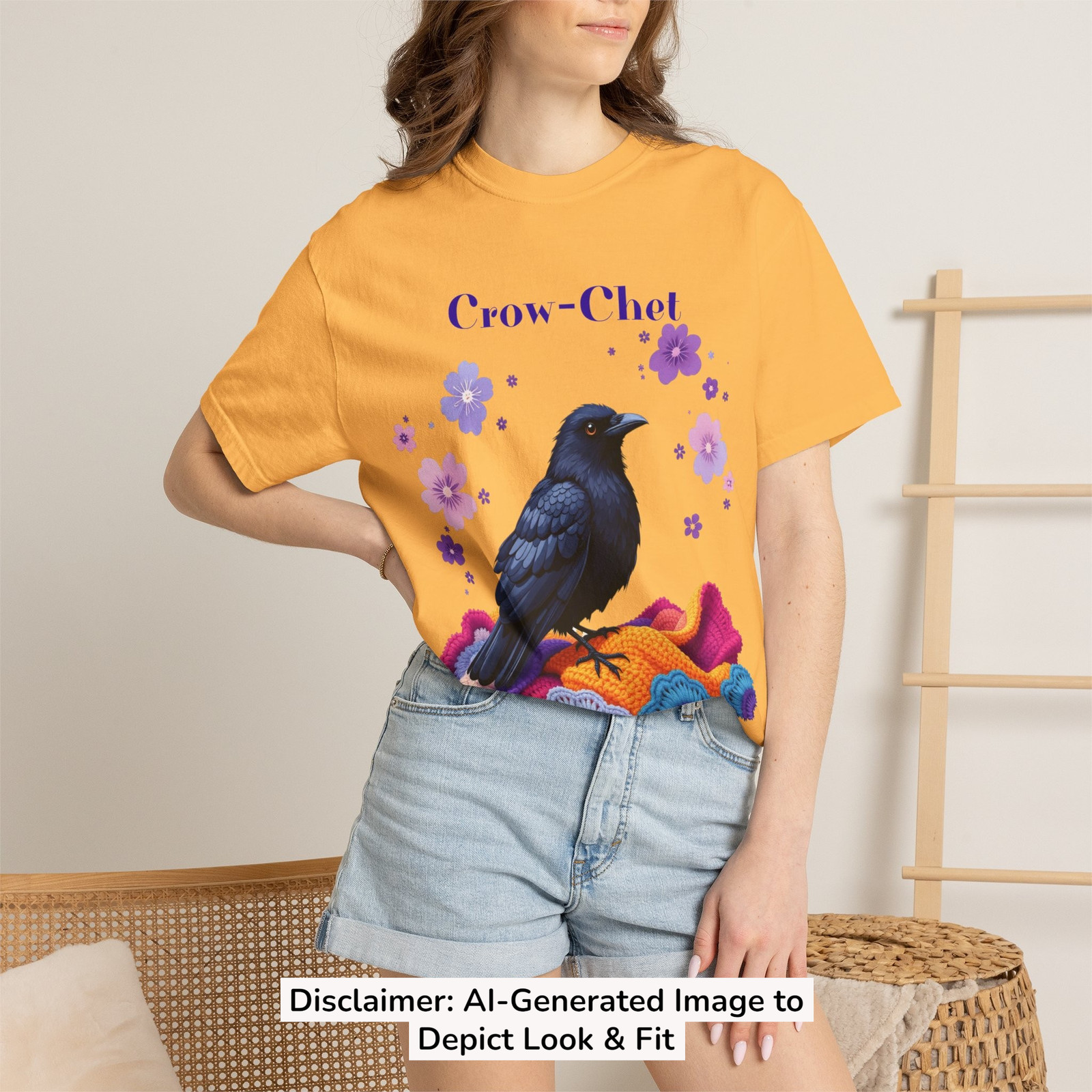 Crow-Chet T-Shirt Comfort Colors Unisex Dark CottageCore Crochet Humor Whimsical