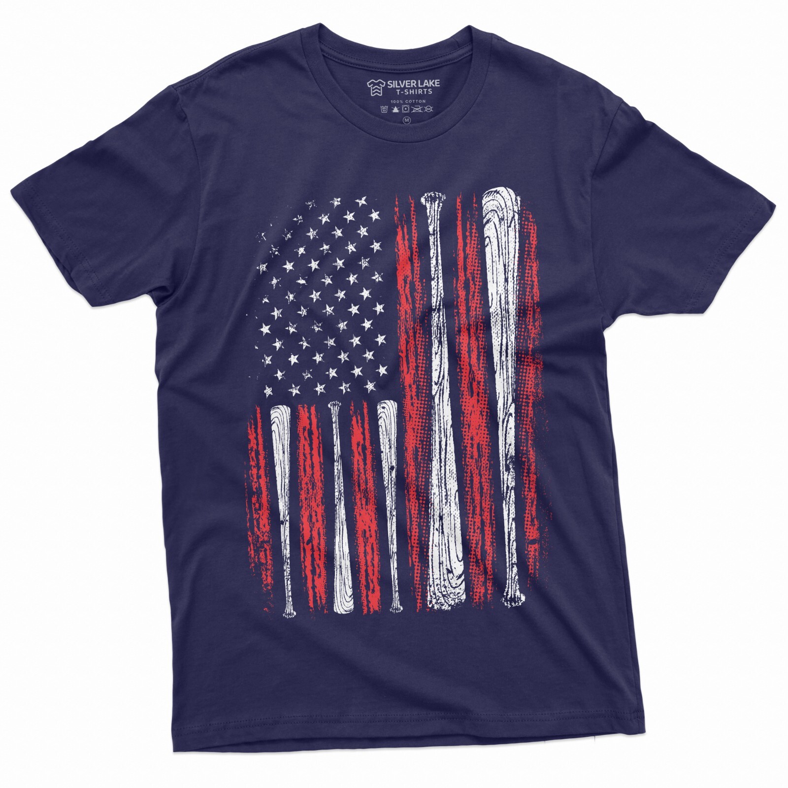 Men&rsquo;s Baseball USA Flag T-shirt Bat Flag American Sports Shirt For Him