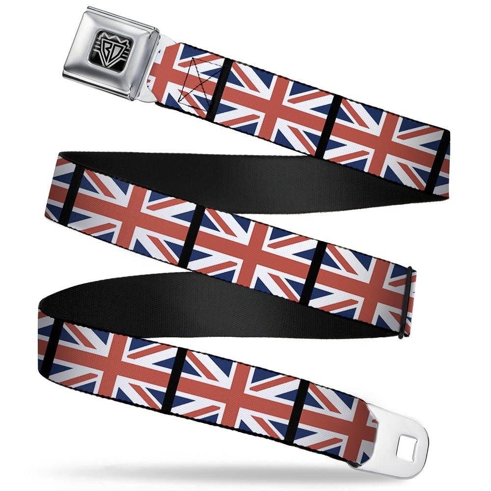 Seatbelt Belt – United Kingdom Flags – 1.5&Prime; Wide – 24-38 Inches in Length