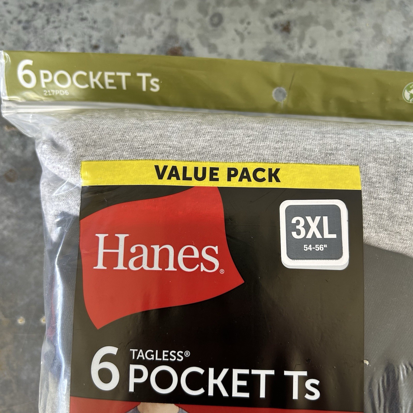 6 Pack Hanes Men&rsquo;s Value Pack Assorted Pocket T-Shirt Undershirts Size 3XL NEW