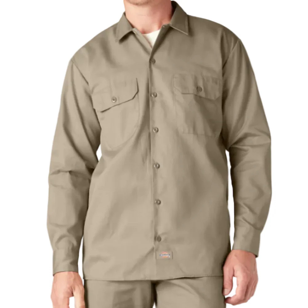 DICKIES RELAXED FIT LONG SLEEVE WORK SHIRT – DESERT SAND