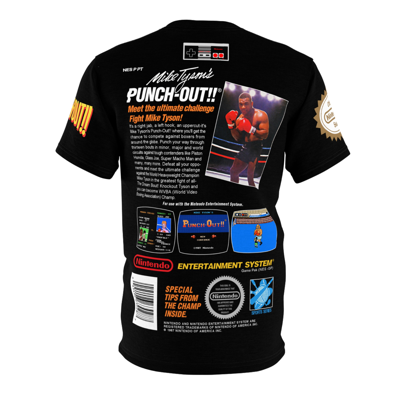 Mike Tyson&rsquo;s Punch-Out 1987 NES Retro Video Game Nintendo Box Cover Game T-Shirt