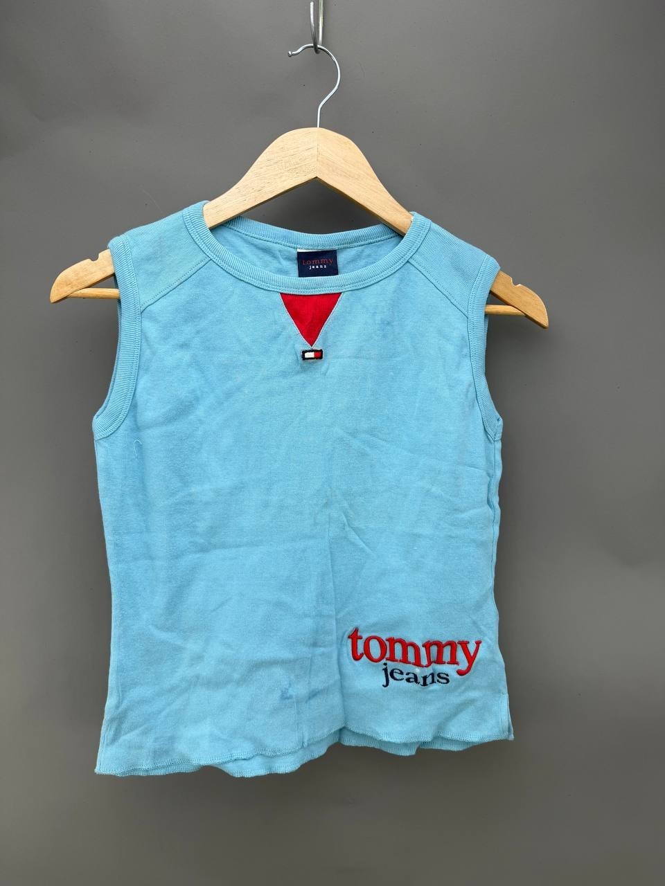 VTG Tommy Jeans Mens Baby Blue Sleeveless Pullover Shirt Size M