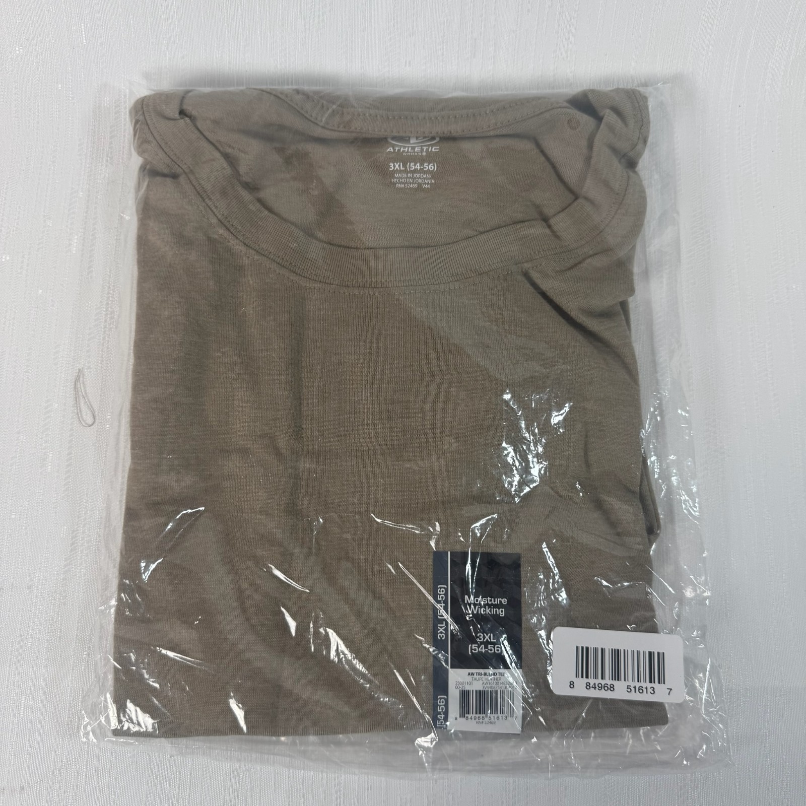 Men&rsquo;s ATHLETIC WORKS DriWorks Taupe Short Sleeve Crew Neck T-Shirt Sz 3XL