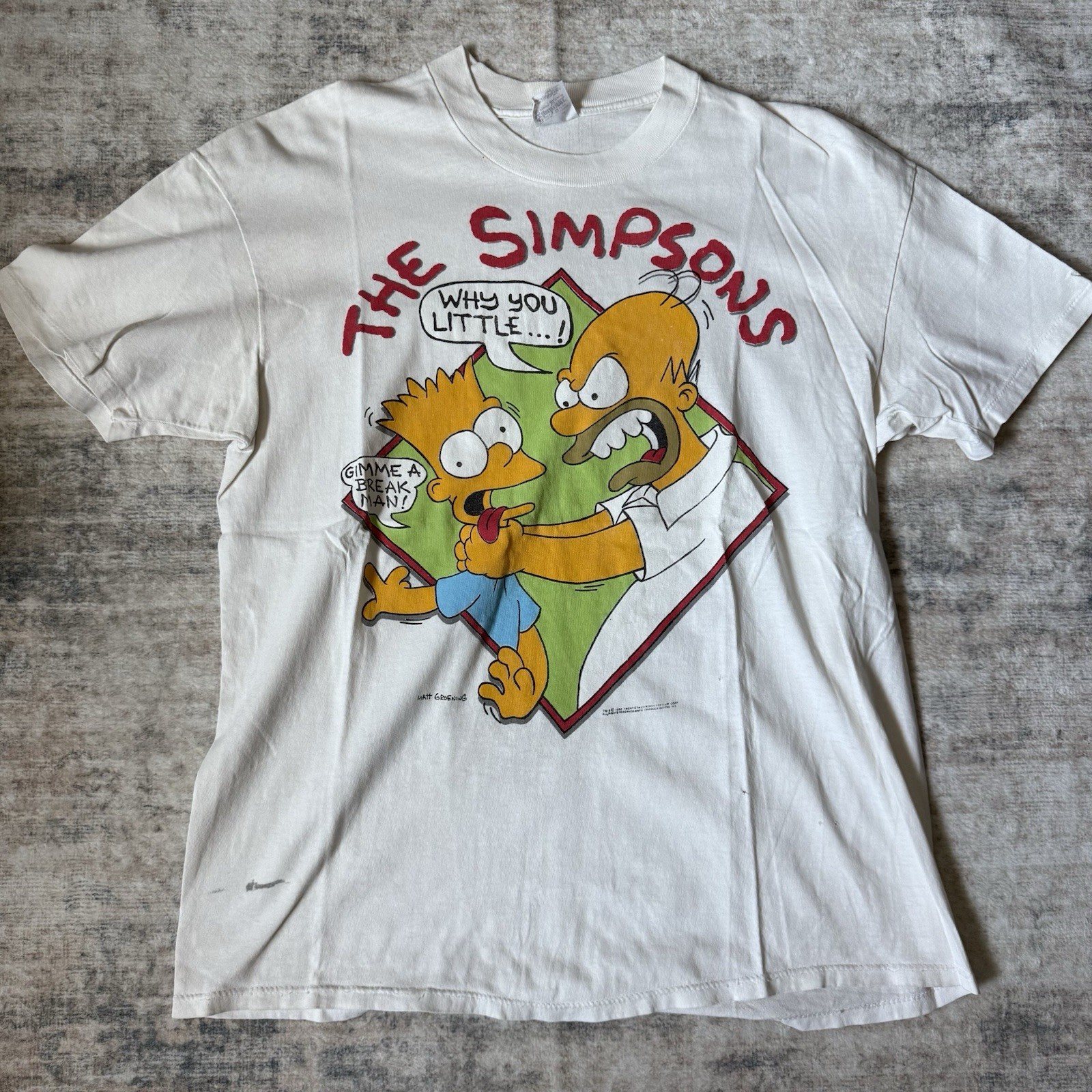 Vintage 90s The Simpsons Homer Choking Bart Tshirt Single Stitch Size XL Rare