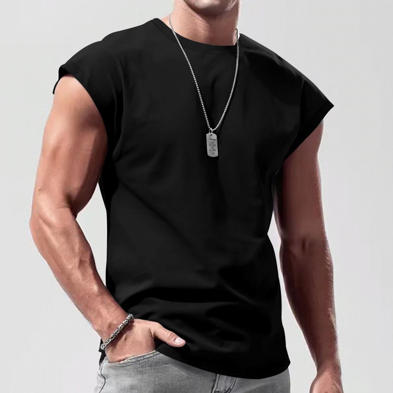 Men&rsquo;s Loose Short Sleeve T-Shirt round Neck Sleeveless Casual Breathable Summer