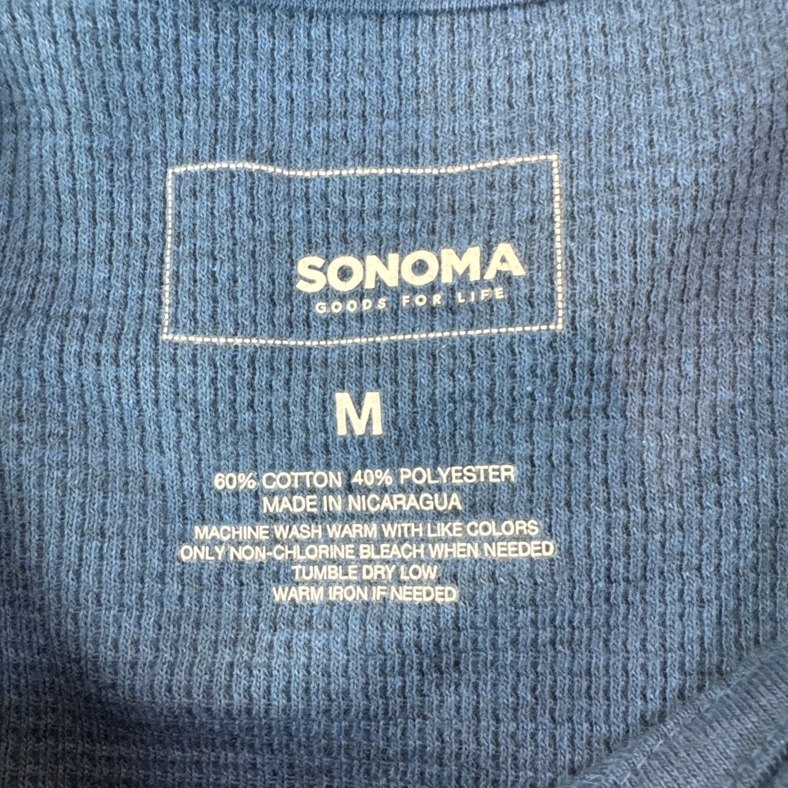 Sonoma Super Soft Performance Thermal Mens M Blue Long Sleeve Base Layer Top NEW
