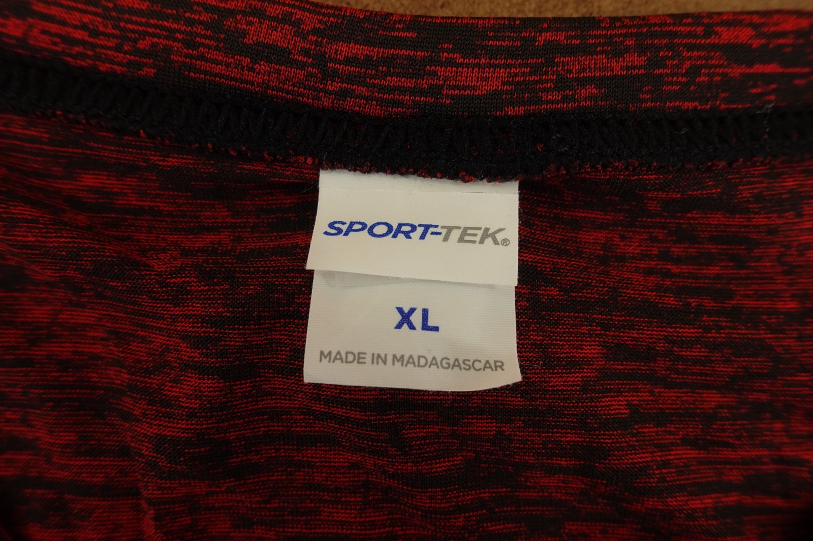Sport Tek Mens Size XL Red Black Marl Short Sleeve Crew Neck T-Shirt New