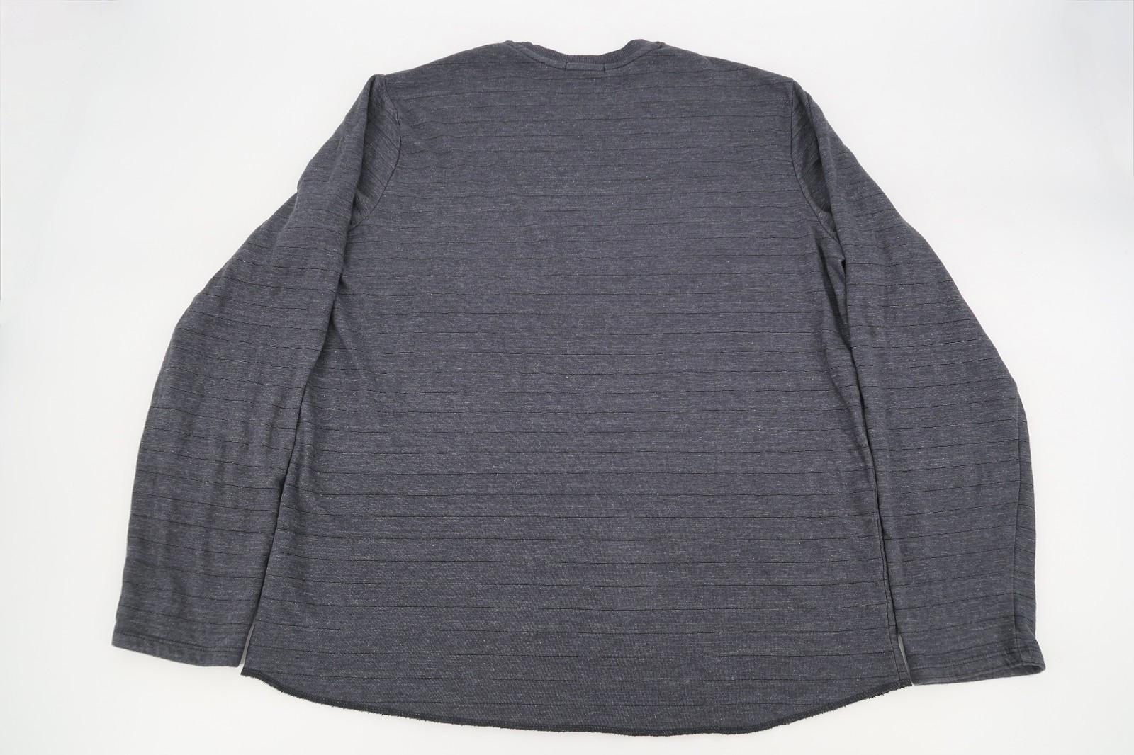 Marine Layer DK LS Crew Tee Shirt Charcoal Heather Black Striped Men&rsquo;s Large XL